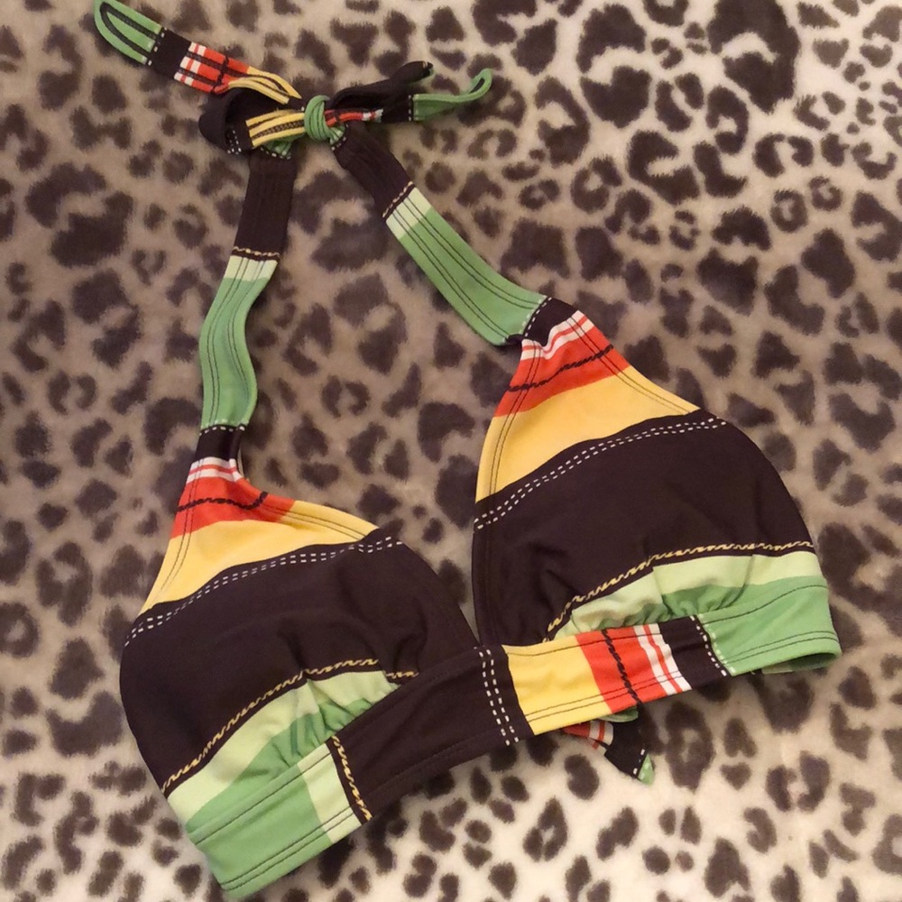 Old Navy Striped Triangle Halter Bikini Top Size Small Women